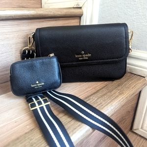 NWT Kate Spade KA646 Rosie Flap Crossbody Pebble Leather Black